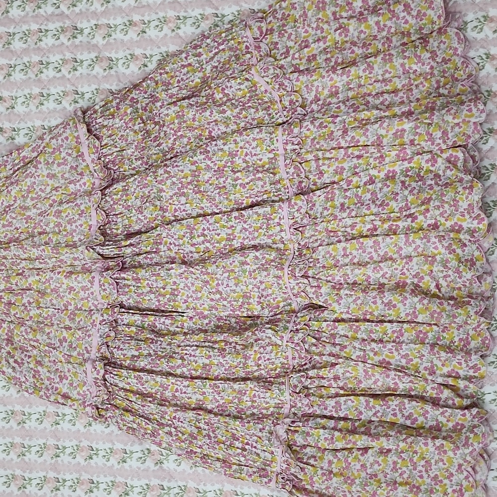 Loveshackfancy Masie Fruity Punch Floral Puff Sleeve Smocked Dress XS - Picture 12 of 17